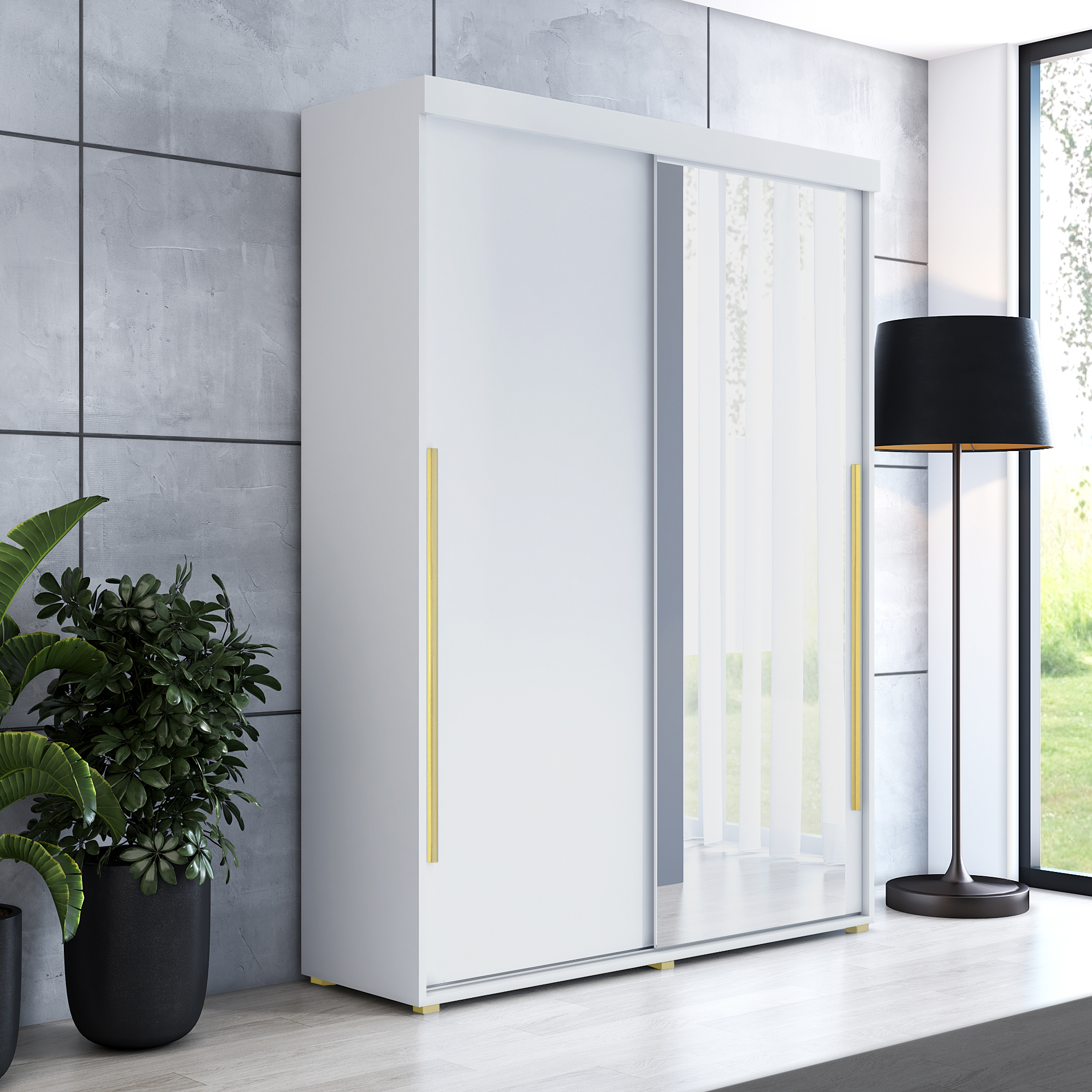 Kleiderschrank Slim mit einer Spiegel-Tür