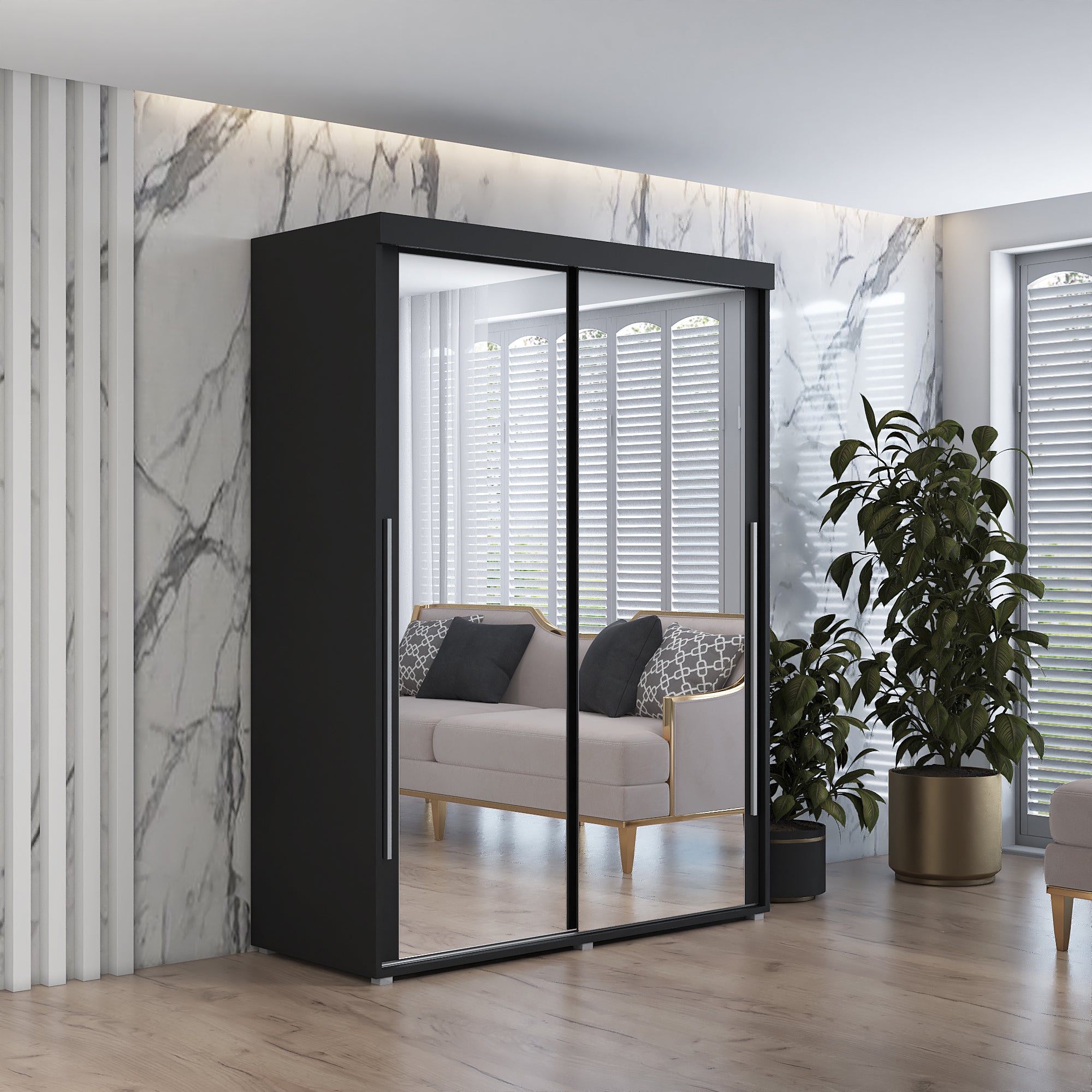 Kleiderschrank Iga mit zwei Spiegel-Türen